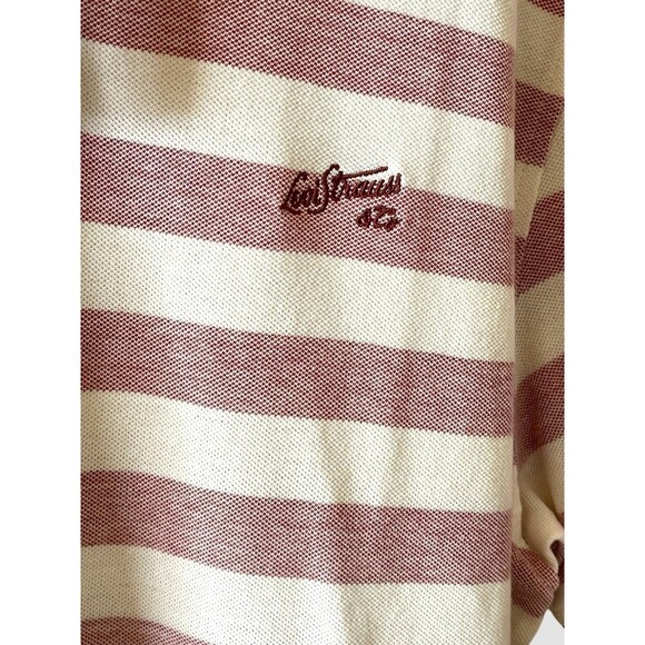 Levis Strauss & Co Shirt Mens Faded Red White Striped Polo Casual Logo 2XL NWT - Picture 2 of 7
